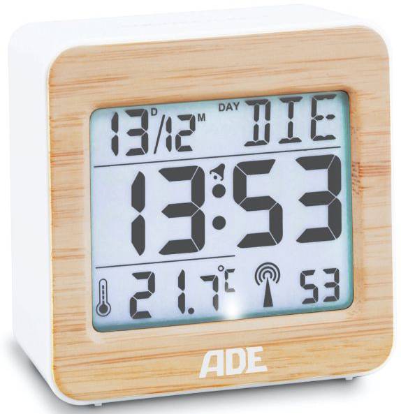 Radiobudík ADE CK1941 / 12/24 hod. režim / °C/°F / signál DCF / bílá/bambus Varianta: ivi9
