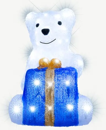 German LED dekorace medvěd s dárkem / 4,5 V / 48 LED Varianta: ivi1