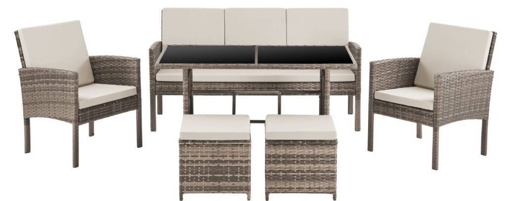 Zahradní set z ratanu BestBerg BBRF-1029BR / nosnost částí 120 kg / 180 g/m² / hnědá/krémová Varianta: ivi0