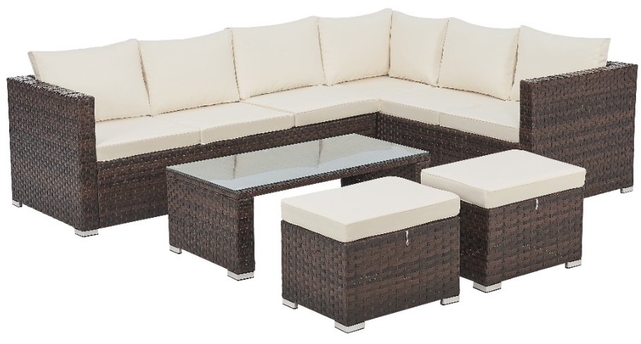 Zahradní set z ratanu BestBerg BBRF-1098BR / nosnost částí 120 kg / 180 g/m² / hnědá/krémová Varianta: ivi0