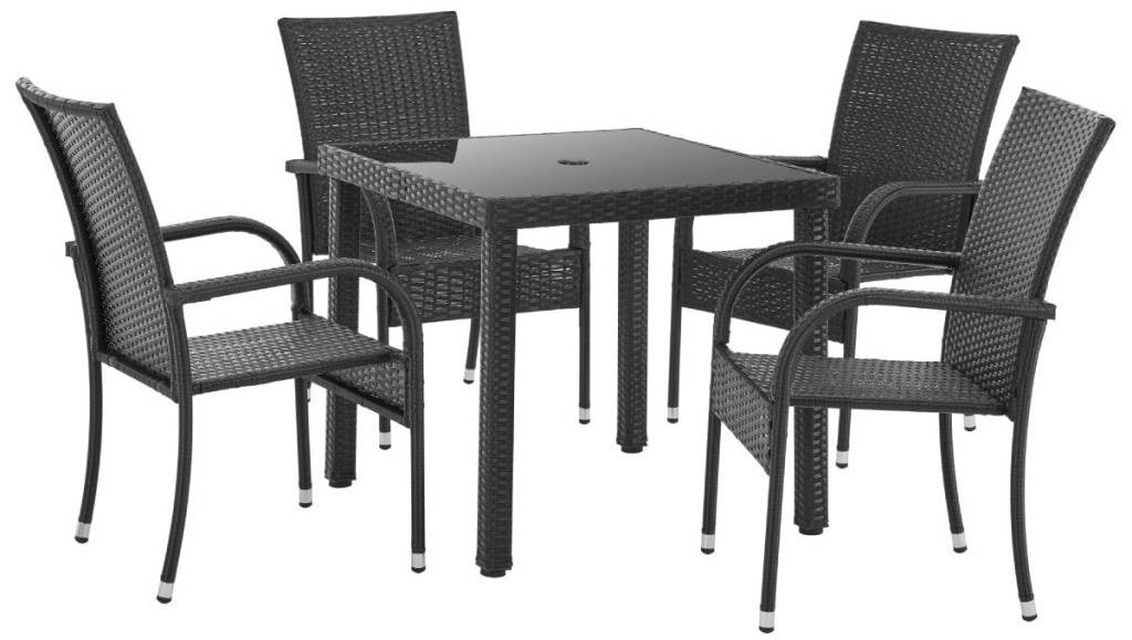 Zahradní set z ratanu BestBerg Capri BBRF-17785BL / nosnost částí 120 kg / černá Varianta: ivi0