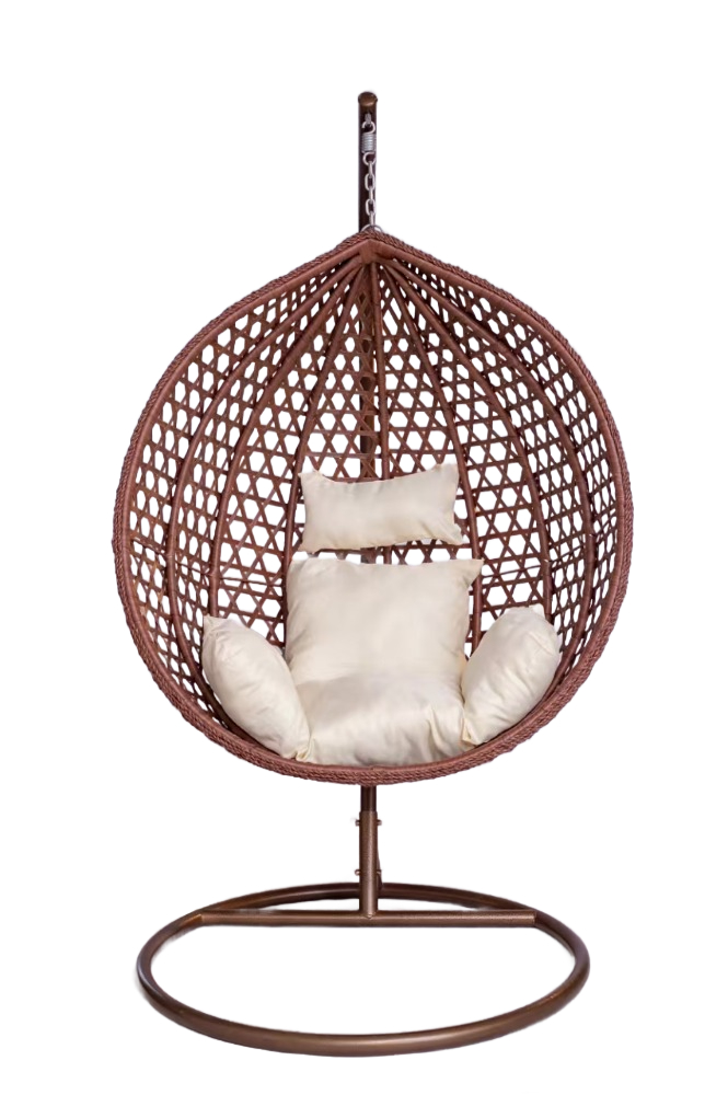 Závěsné křeslo BestBerg BBHC-44BN / ratan / nosnost 150 kg / 160 g/m² / hnědá/krémová Varianta: ivi1