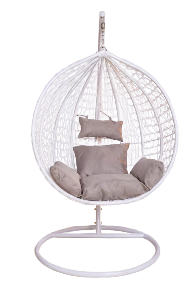 Závěsné křeslo BestBerg BBHC-43W / ratan / nosnost 150 kg / 160 g/m² / bílá/šedá Varianta: ivi2