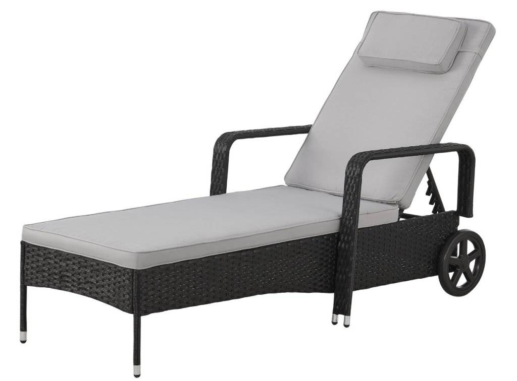 Ratanové lehátko BestBerg BBRF-1142BL / nosnost 120 kg / 180 g/m² / ocel/polyester / černá/šedá Varianta: ivi0