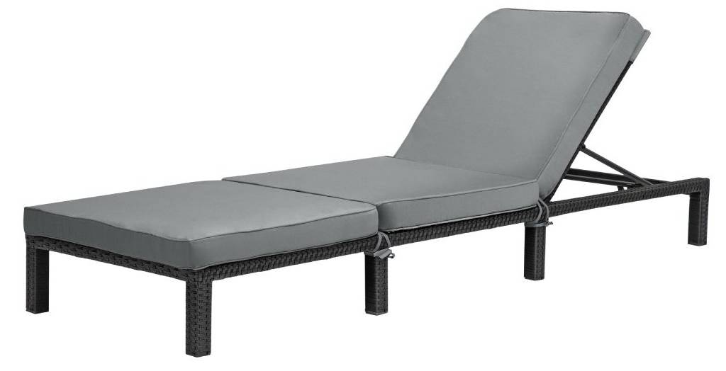 Ratanové lehátko BestBerg BBRF-1140BL / nosnost 120 kg / 180 g/m² / ocel/polyester / černá/šedá Varianta: ivi0