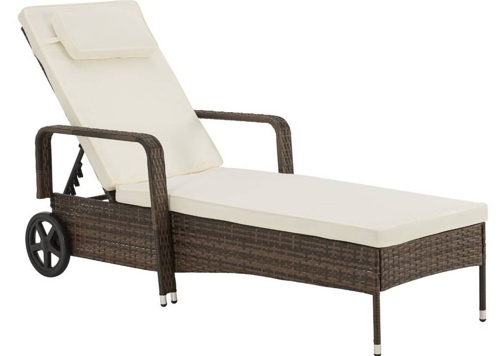 Ratanové lehátko BestBerg BBRF-1142BR / nosnost 120 kg / 180 g/m² / ocel/polyester / hnědá/krémová Varianta: ivi0