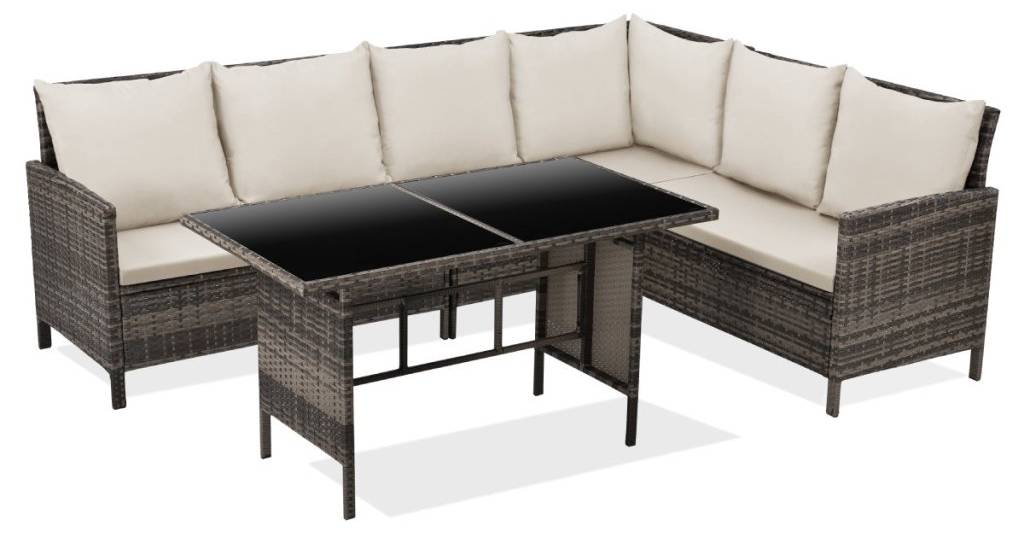 Zahradní set z ratanu BestBerg BBRF-1092BR / nosnost částí 120 kg / 180 g/m² / hnědá/krémová Varianta: ivi0