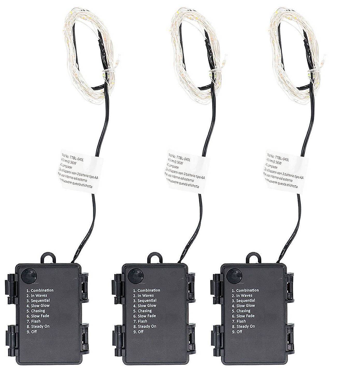 Sada 3 světelných LED řetězů Santa's Express / 8 režimů / 4 m / 40 LED/řetěz / vícebarevný řetěz Varianta: ivi3