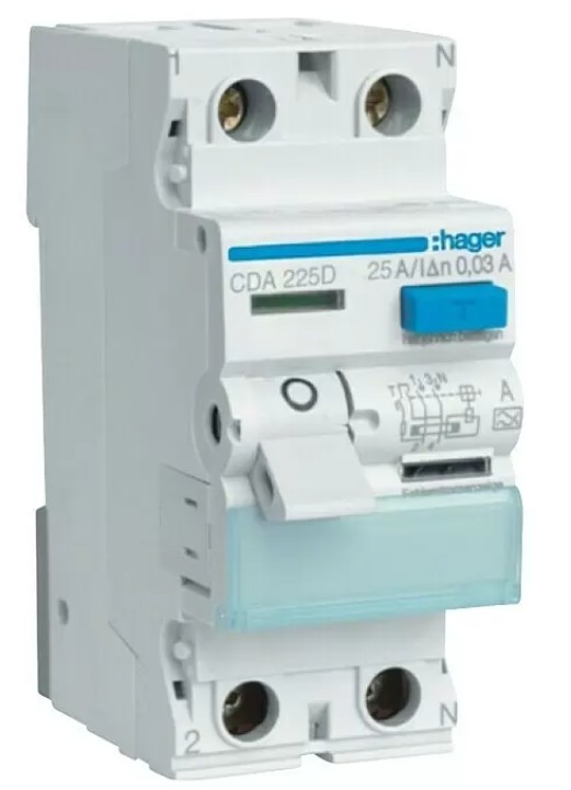 Proudový chránič Hager CDA225D / 2 póly / 25 A Varianta: ivi1