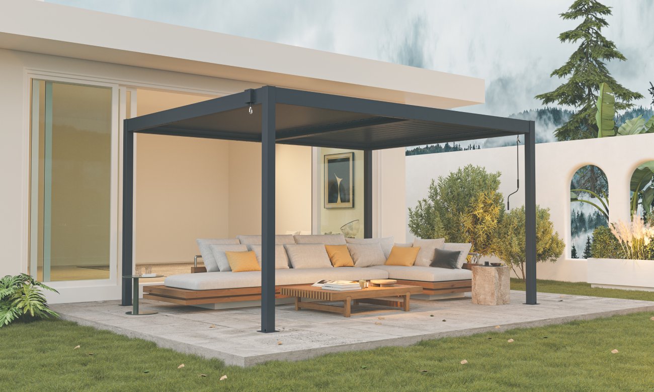 Hliníková bioklimatická pergola s lamelami BestBerg BBP-12G / 4 x 3 m / šedá Varianta: ivi0