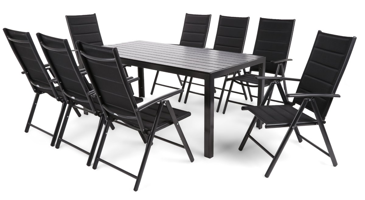Zahradní jídelní set 8+1 s polstrováním BestBerg BBGF-62B / černá Varianta: ivi0