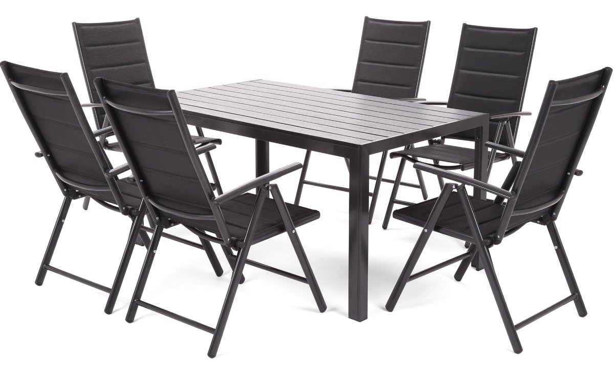 Zahradní jídelní set 6+1 s polstrováním BestBerg BBGF-90B / černá Varianta: ivi0