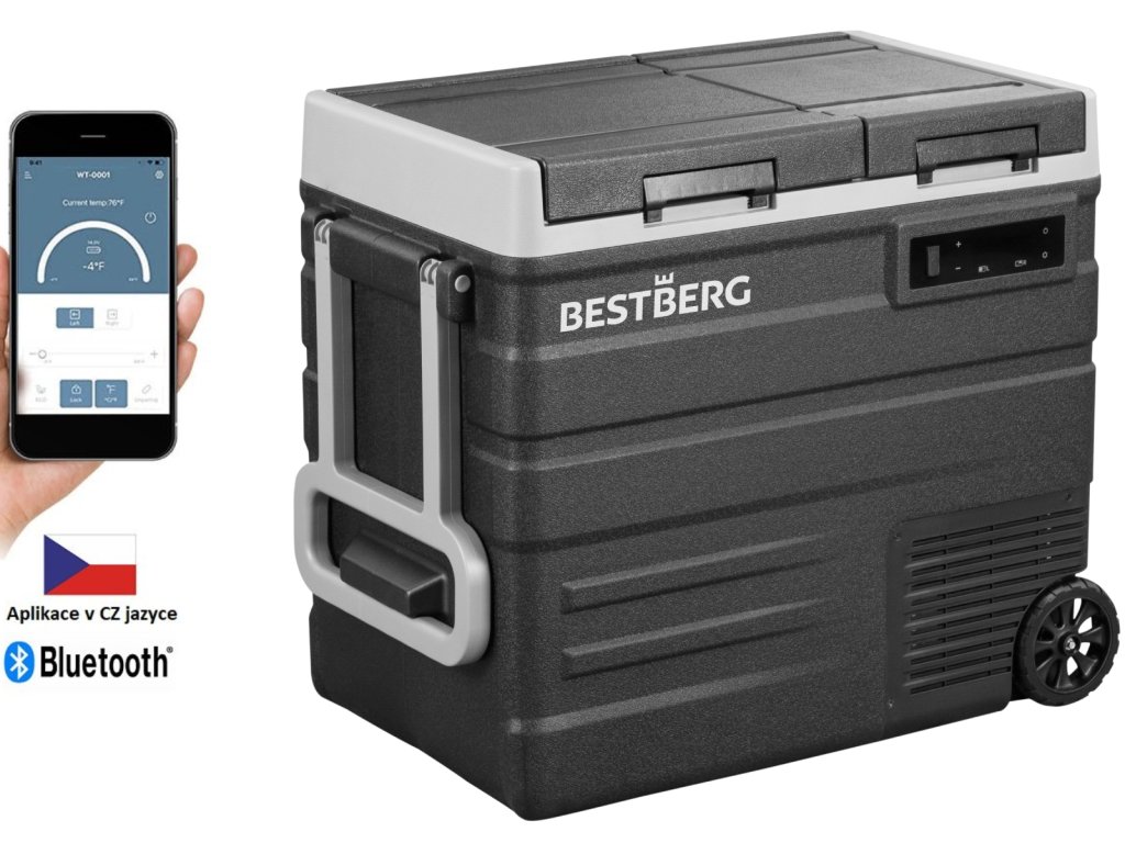 Dvouzónová přenosná kompresorová autochladnička BestBerg BBPF-65D / 40 l + 16,7 l / 60 W / černá/šedá Varianta: ivi0