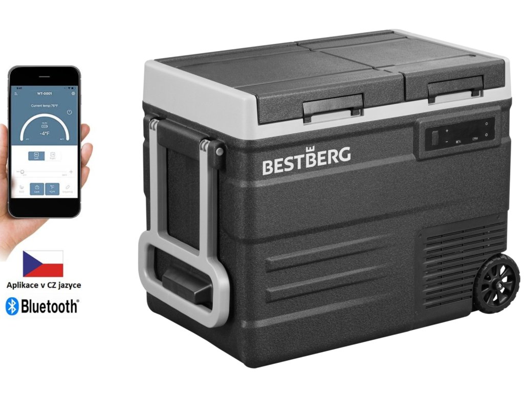 Dvouzónová přenosná kompresorová autochladnička BestBerg BBPF-55D / 35,7 l + 13,4 l / 60 W / černá/šedá Varianta: ivi0