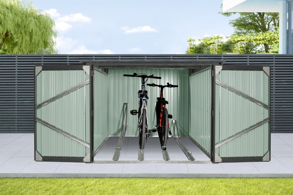 Přístřešek na 4 jízdní kola BestBerg CS-4A / 4,2 m² / 204 x 206 x 163 cm / šedá Varianta: ivi0