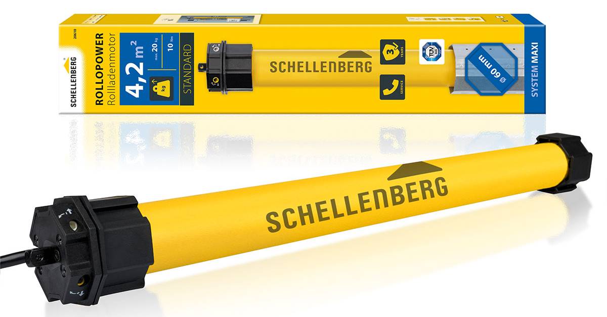 Motor pro rolety Schellenberg Maxi Standard 10 / 15 ot./min. / max. tažná síla 20 kg / 112 W / černá/žlutá Varianta: ivi1