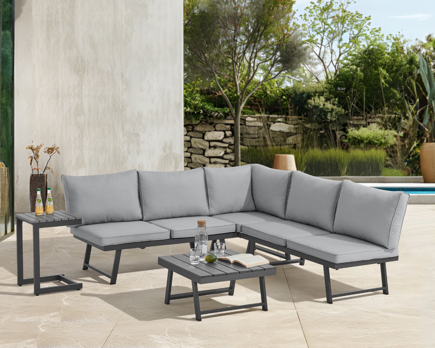 Zahradní sedací souprava BestBerg BBGF-2025 / šedá Varianta: ivi0