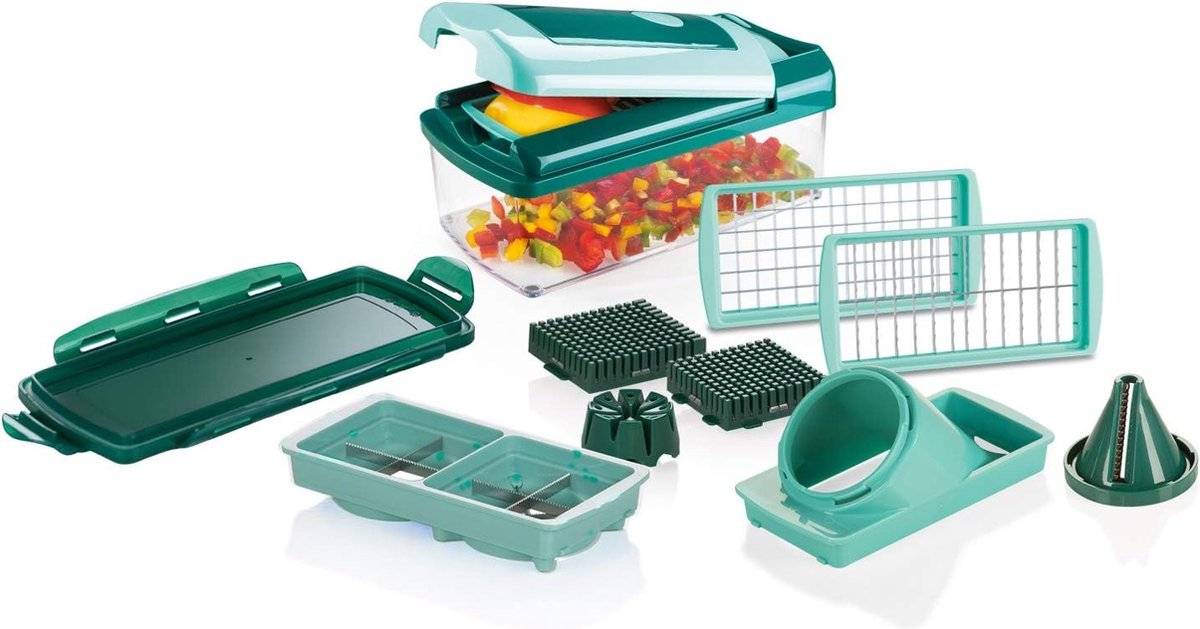 Multifunkční kráječ Nicer Dicer Fusion Genius A34035 / 1,25 l / nerezová ocel / transparentní/zelená Varianta: ivi0