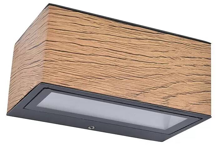 Venkovní LED nástěnné svítidlo Lutec Gemini / 14 x 8,9 x 6,5 cm / IP54 / 10,5 W / antracitová/dřevo Varianta: ivi1