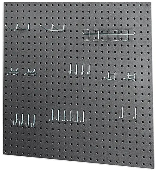 German Děrovaná stěna s příslušenstvím / 60 × 60 cm / 23 háčků / ocel / antracit Varianta: ivi1