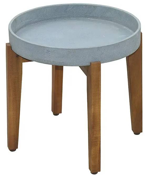 Zahradní odkládací stolek Sunfun / 35 x 35 cm / nosnost 60 kg / dřevo/beton / šedá/hnědá Varianta: ivi3