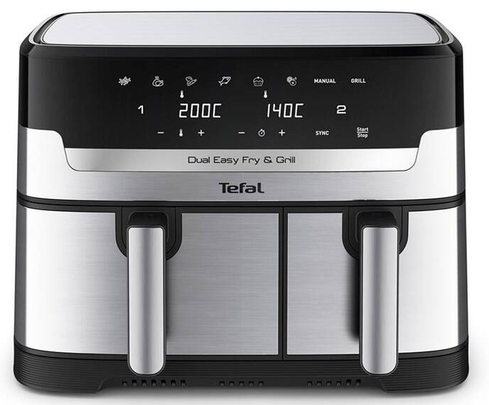 Horkovzdušná fritéza Tefal EY905D10 Dual Easy Fry & Grill / příkon 2 700 W / objem 5,2 + 3,1 l / černá / nerez Varianta: ivi1