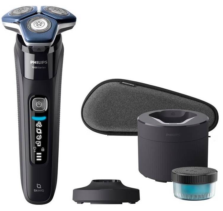 Holicí strojek Philips Series 7000 S7886/55 Wet & Dry / 3 frézky / displej / USB-A / černá/modrá Varianta: ivi1
