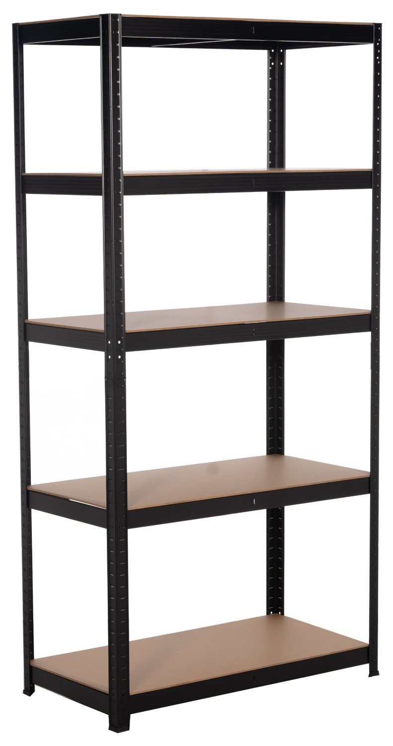 Kovový regál BestBerg BBMS-10B / 90 x 180 x 40 cm / 5 polic / černá/hnědá Varianta: ivi0