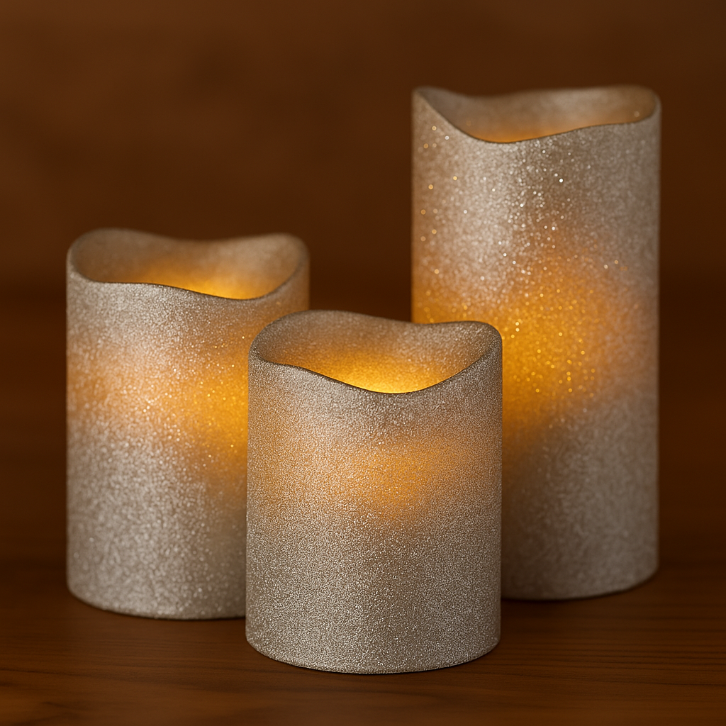 3dílná sada LED svíček BestBerg / 10/15/20 cm / stříbrná Varianta: ivi2