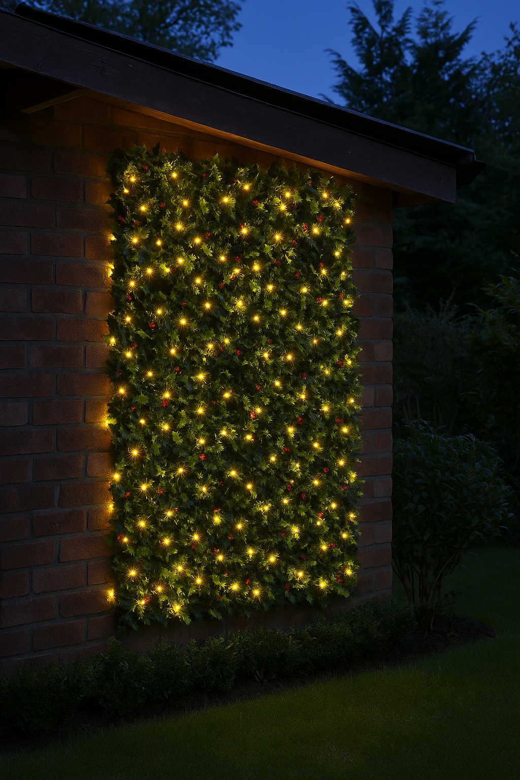 Umělý živý plot/zástěna z umělých cesmínových listů s osvětlením BestBerg / 2 x 1 m / 100 LED Varianta: ivi0