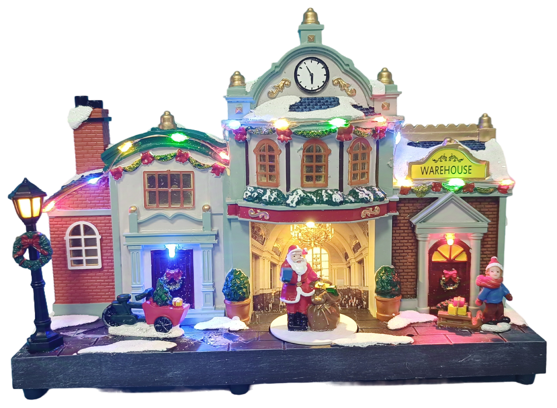 Vánoční scénka s osvětlením a melodií – nádraží BestBerg BBXS-955 / 28,2 x 8,5 x 19,5 cm Varianta: ivi0