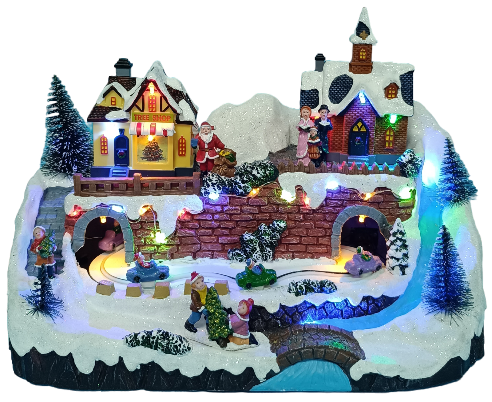 Vánoční scénka s osvětlením a melodií – vesnička BestBerg BBXS-997 / 32,9 x 19,4 x 22,3 cm / polyresin Varianta: ivi1