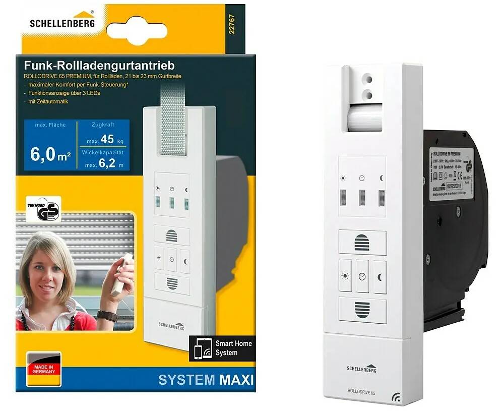 Chytré ovládání pro rolety Schellenberg Rollodrive 65 Premium / 50 W / 30 ot./min. / IP20 / bílá Varianta: ivi1