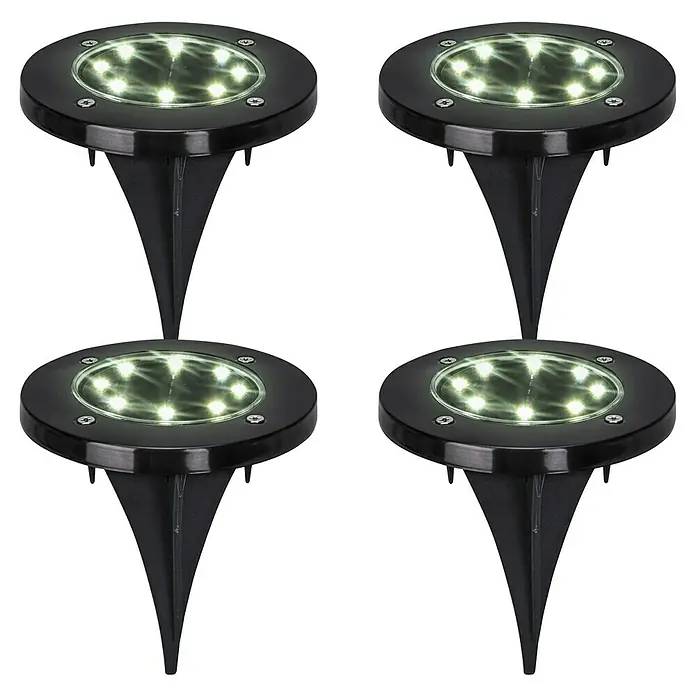 German Sada solárních LED svítidel / 4 ks / studená bílá / Ø 11,8 cm / černá Varianta: ivi1