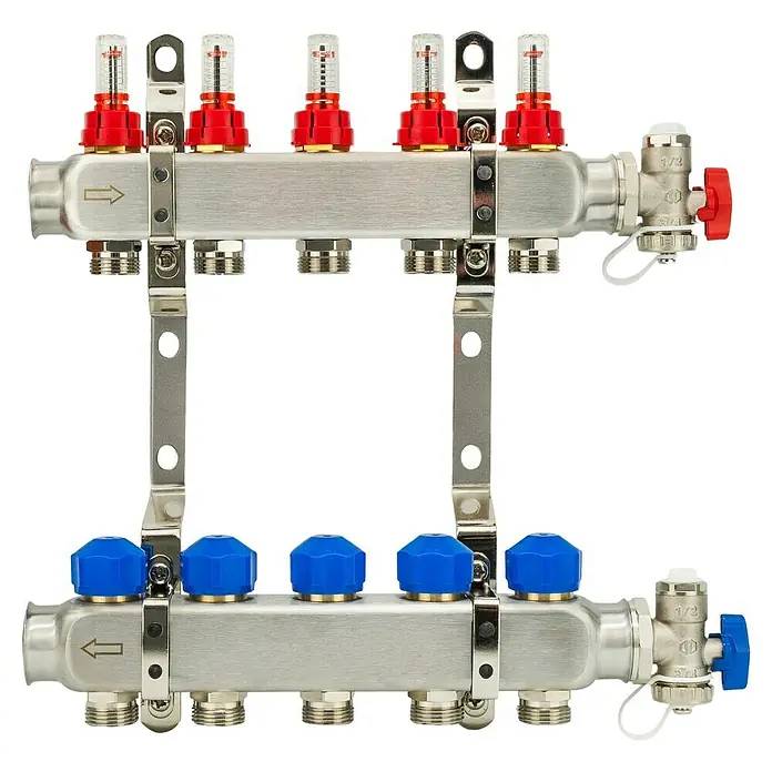 Schlösser Rozdělovač pro podlahové topení / 5 okruhů / 35 x 26 x 7 cm / nerezová ocel / stříbrná Varianta: ivi1