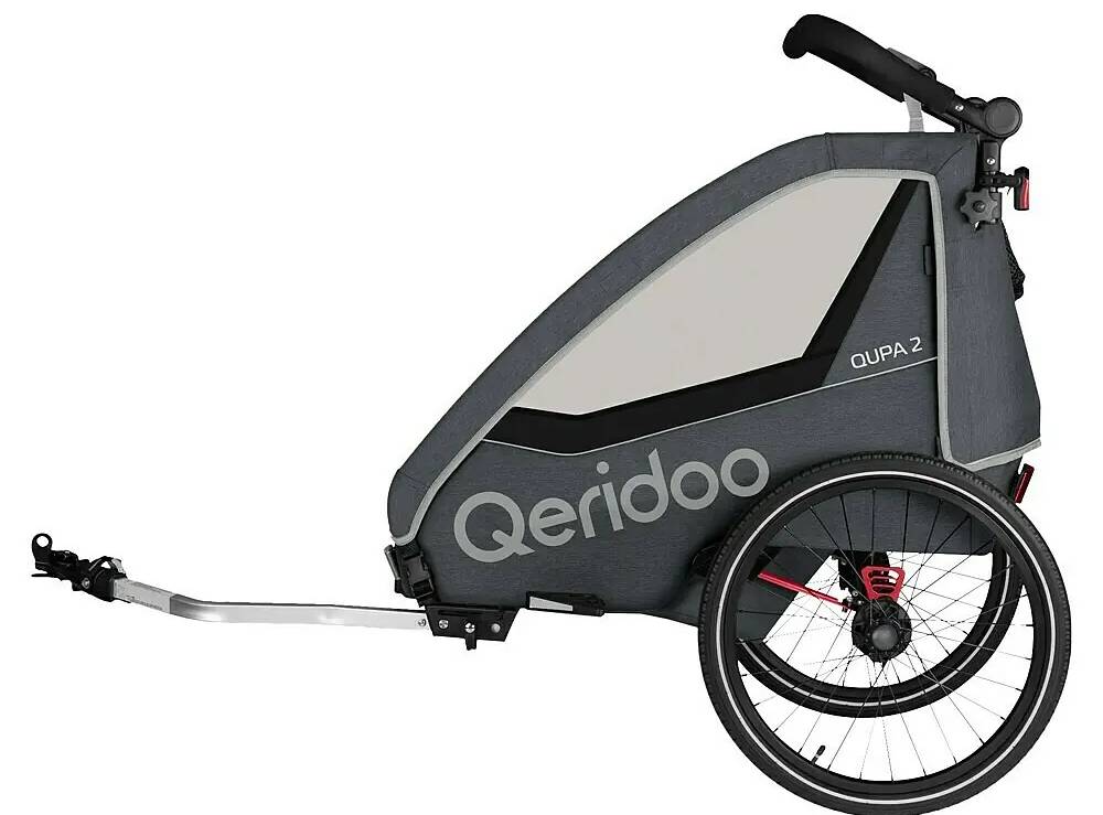 Dětský vozík za kolo Qeridoo Qupa 2 / nosnost 44 kg /  objem 40 l / šedá Varianta: ivi1