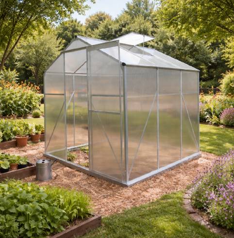 Skleník se základnou BestBerg BBGH-606S / 3,61 m² / 190 × 190 × 194 cm / stříbrná Varianta: ivi0