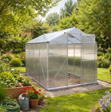 Skleník se základnou BestBerg BBGH-806S / 4,8 m² / 252 × 190 × 194 cm / stříbrná Varianta: ivi0