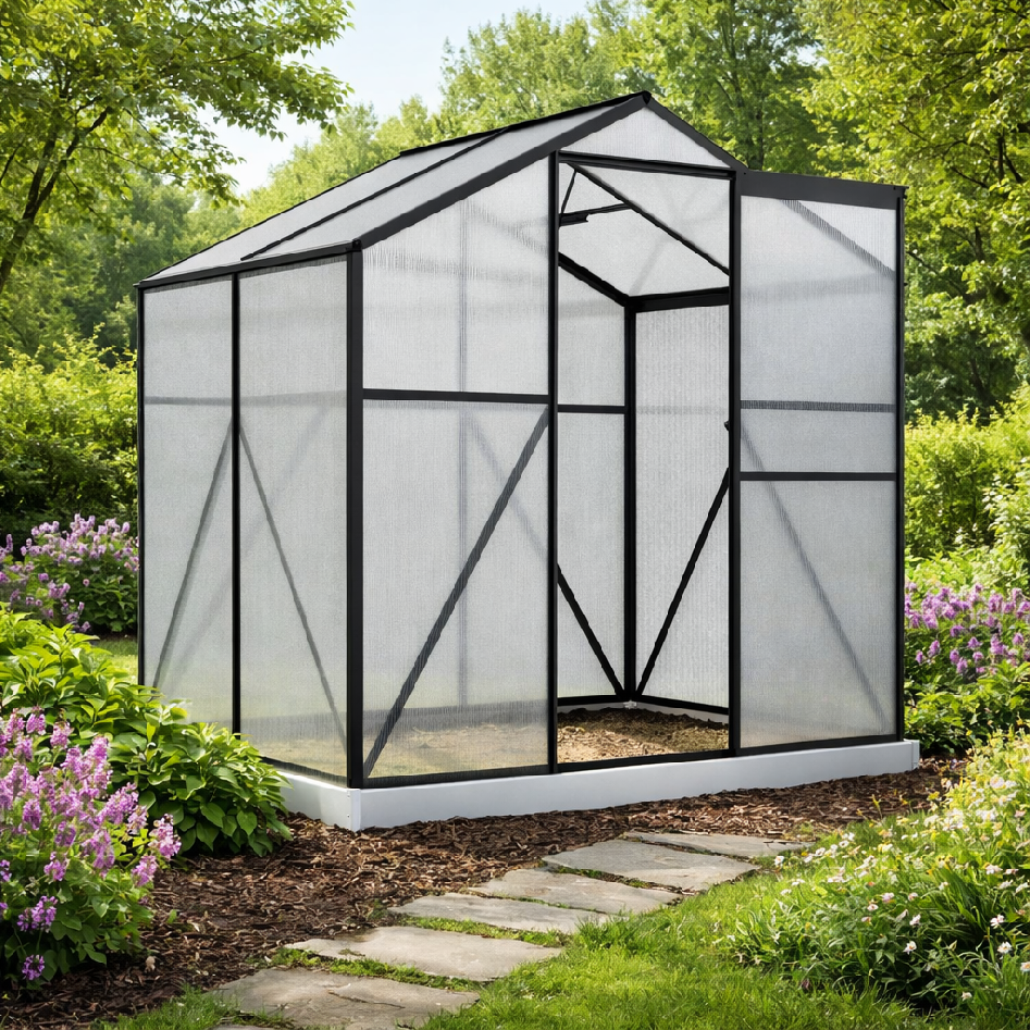 Skleník se základnou BestBerg BBGH-406B / 2,5 m² / 130 x 190 x 194 cm / černá Varianta: ivi0