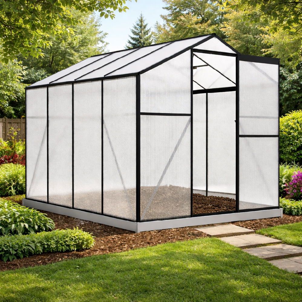 Skleník se základnou BestBerg BBGH-806B / 4,8 m² / 252 × 190 × 194 cm / černá Varianta: ivi0