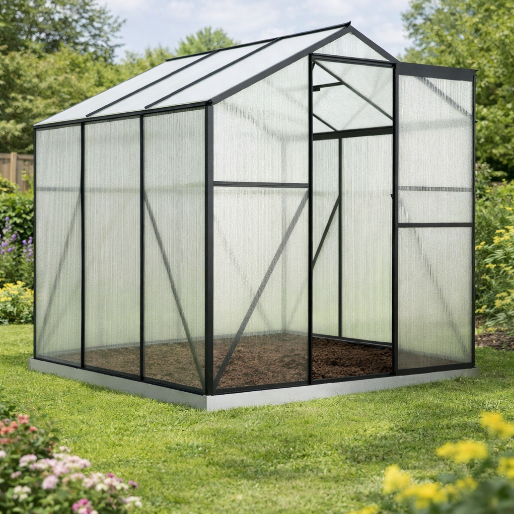 Skleník se základnou BestBerg BBGH-606B / 3,61 m² / 190 × 190 × 194 cm / černá Varianta: ivi0