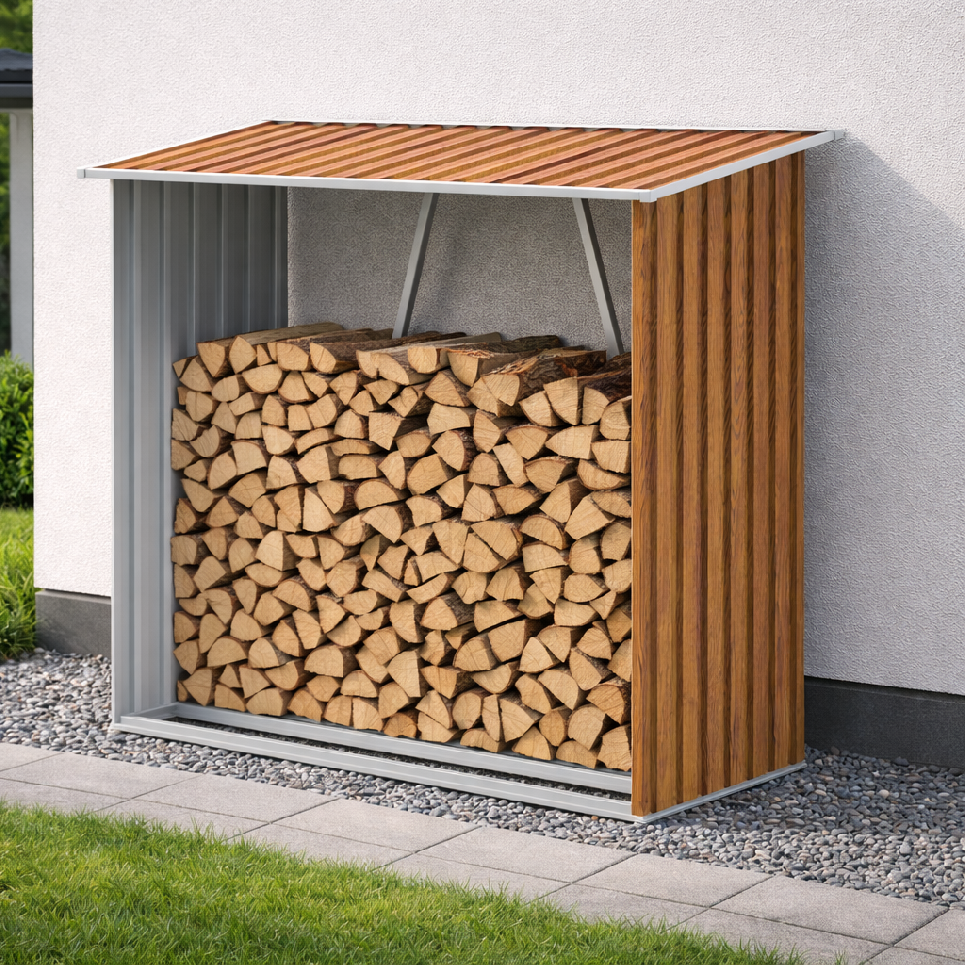 Zahradní dřevník BestBerg BBSH-F002W / 1,8 m²/ 217 x 83 x 154 cm / dekor dřeva/hnědá Varianta: ivi0