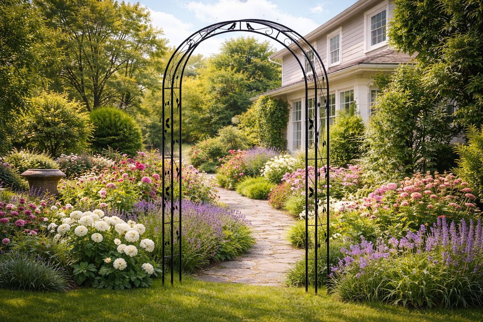 Kovový zahradní květinový oblouk BestBerg BBFA-10B / 260 × 134 × 38 cm / černá Varianta: ivi0
