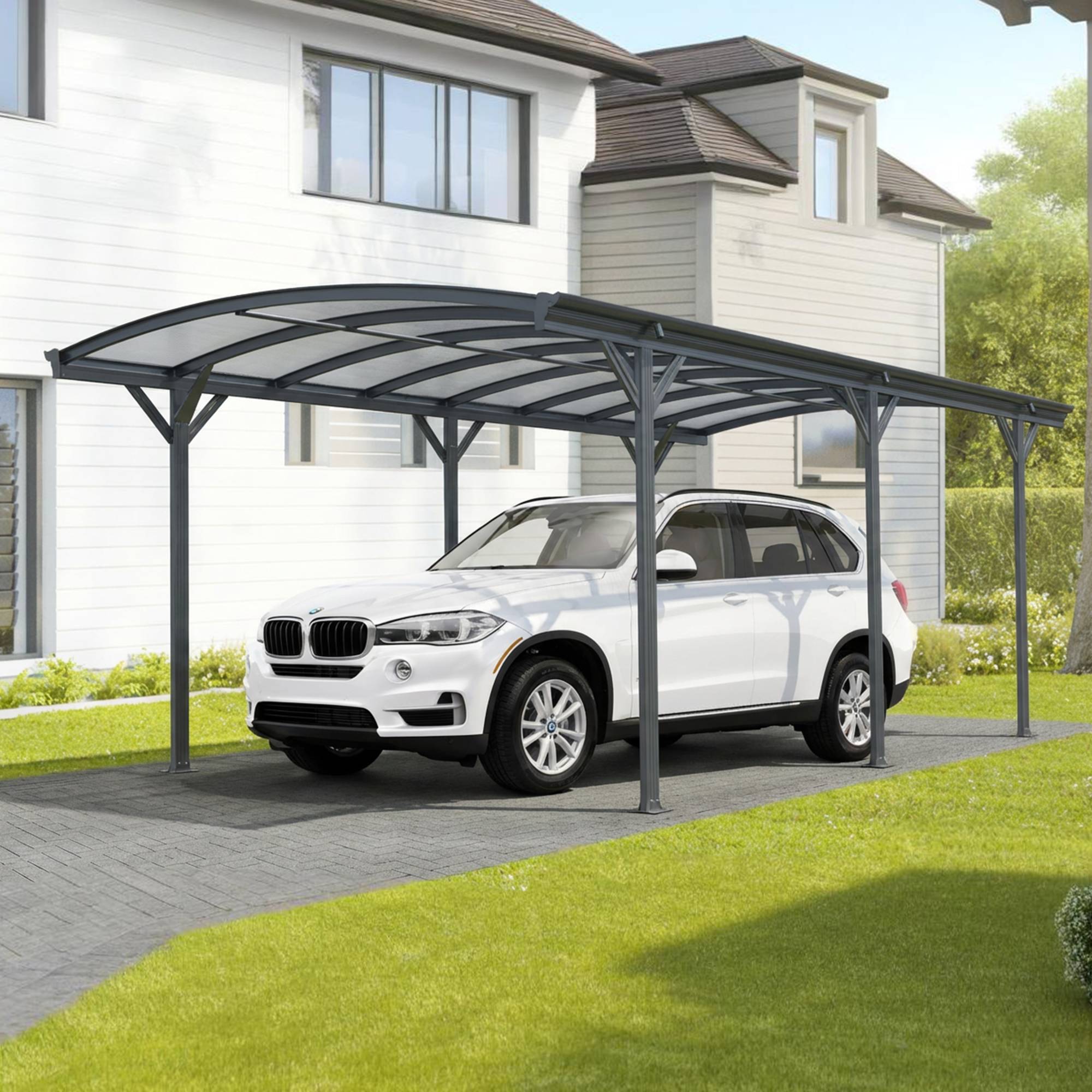 Přístřešek na auto BestBerg BBCP-CP8 / 17,3 m² / 576 x 300 x 219 cm / antracit/šedá Varianta: ivi0