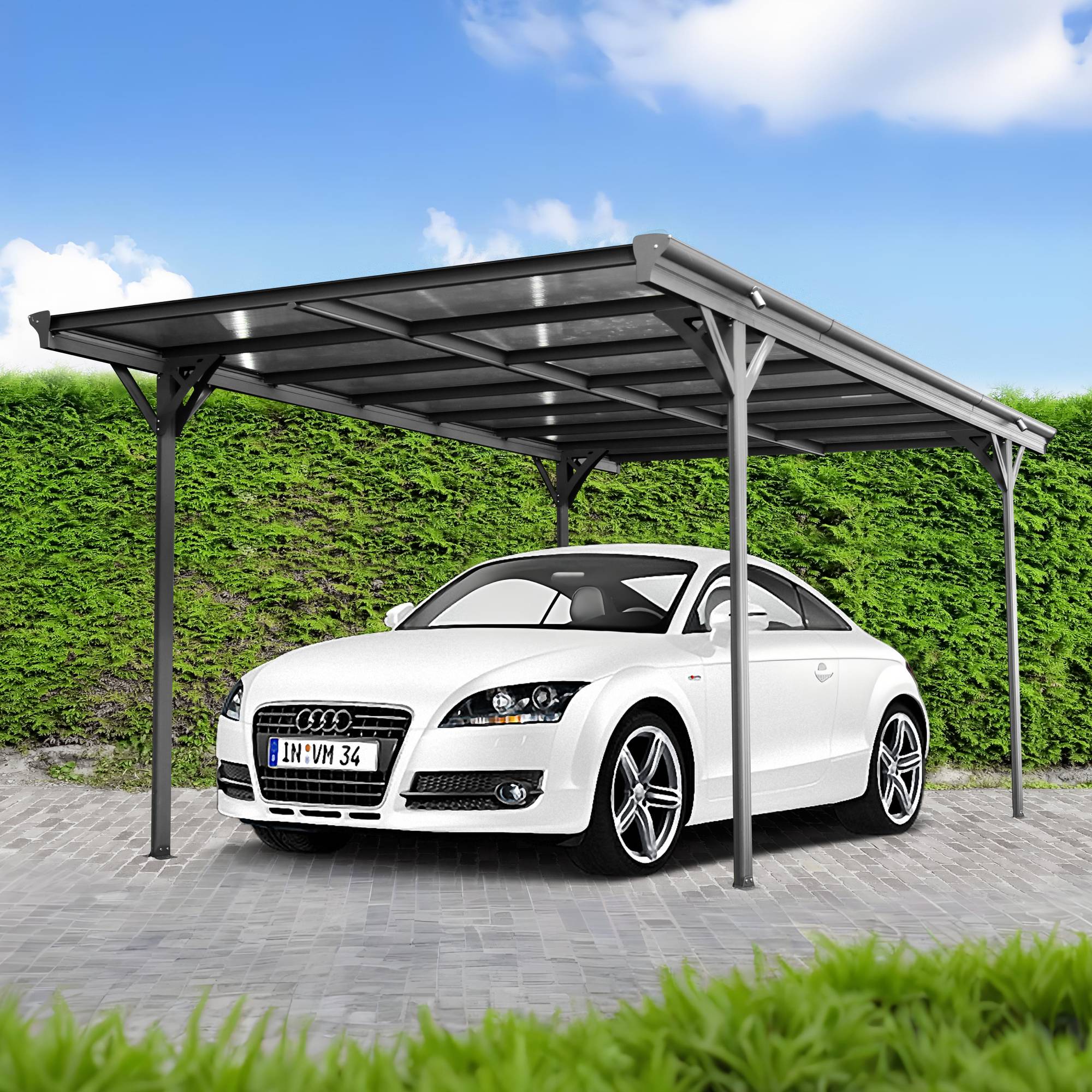 Přístřešek na auto BestBerg BBCP-CH500 / 15,3 m² / 503 x 305 x 232 cm / antracit/šedá Varianta: ivi0