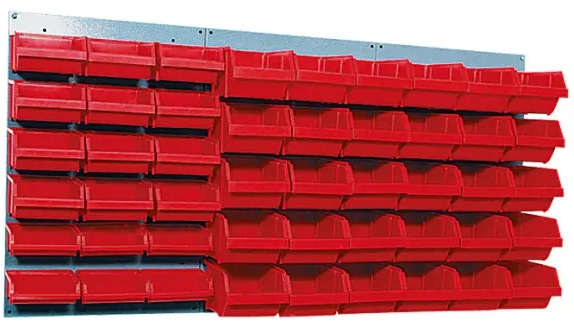 Nástěnný panel se zásobníky Küpper / 120 x 60 x 19 cm / ocelový plech/plast / červená Varianta: ivi1