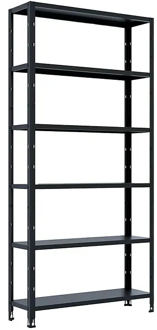 German Regál / 209 × 100 × 30 cm / 6 polic / nosnost jedné police 60 kg / černá Varianta: ivi2
