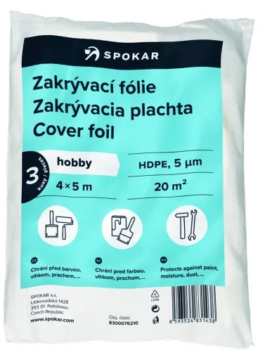 Zakrývací fólie Spokar / 5 × 4 m / 3 ks Varianta: ivi1