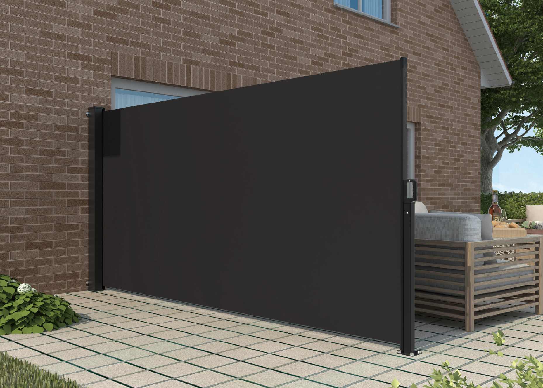 Zatahovací markýza/boční zástěna BestBerg BBSU-S300BK / 180 × 300 cm / černá Varianta: ivi0