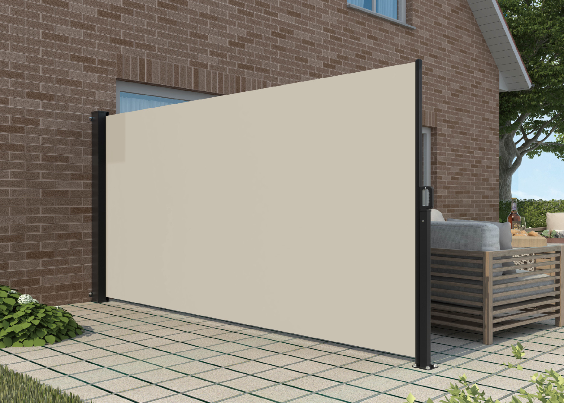 Zatahovací markýza/boční zástěna BestBerg BBSU-S300C / 180 × 300 cm / černá/krémová Varianta: ivi0